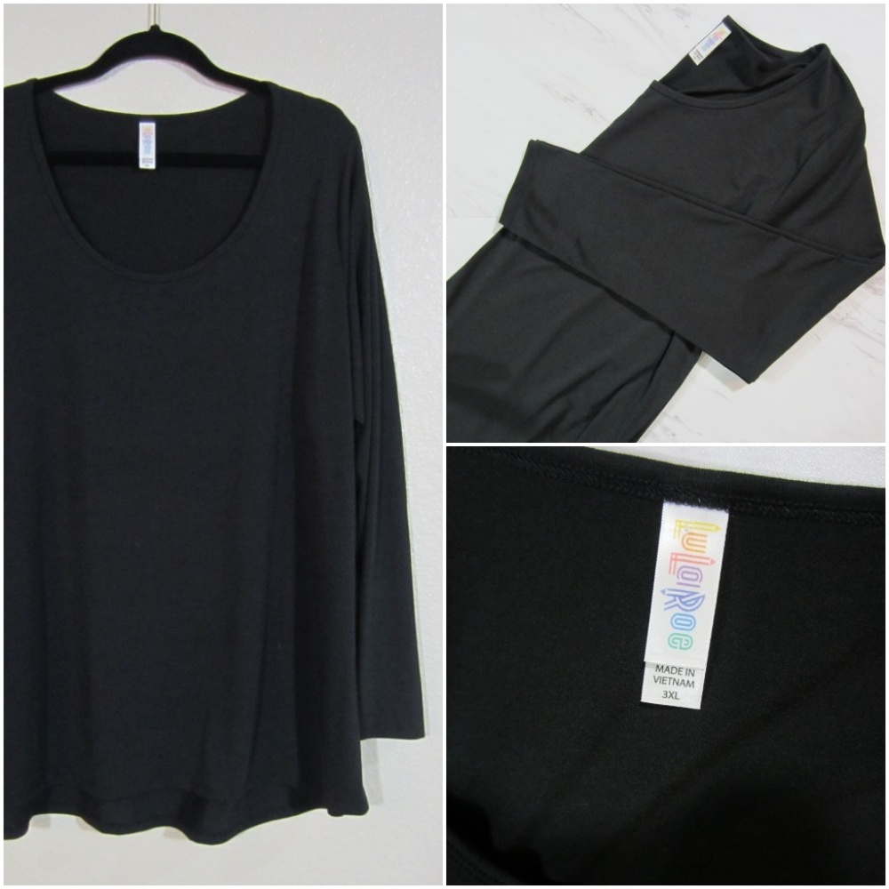 LuLaRoe Lynnae 3XL Black LS Tall Curvy Plus